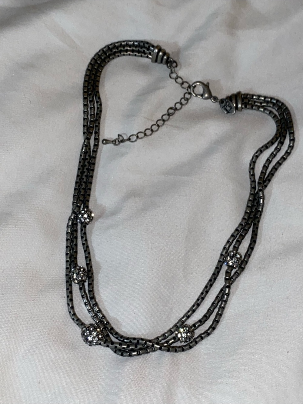 Multi-Strand Hematite Necklace with Crystal Accents